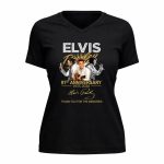 Elvis Presley 90st Anniversary 1935 2026 Signatute Thank You For The Memories 5 Womens V Neck.jpg