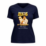 Elvis Presley 90th Anniversary Rock Roll Singer 1935 1977 For The Memories Signature 9 Womens V Neck.jpg