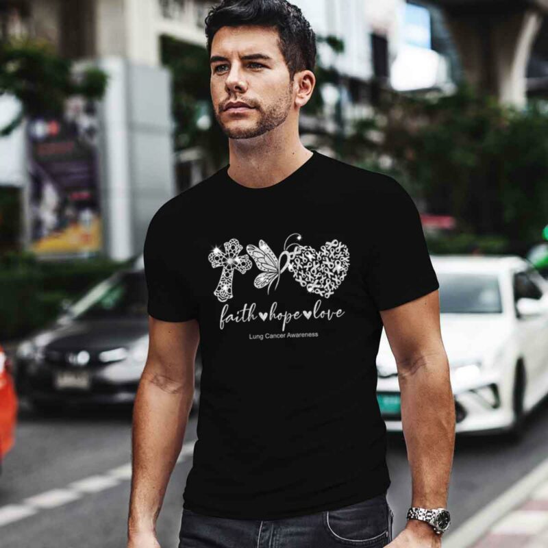 Faith Hope Love Lung Cancer Awareness Butterfly Heart 0 T Shirt