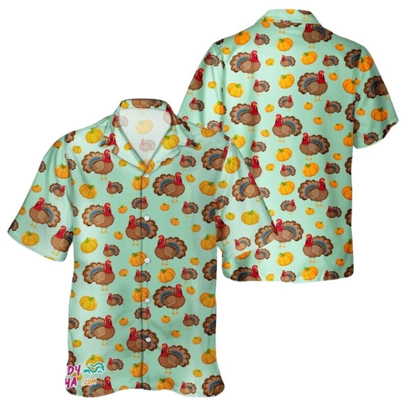 Fall turkey thanksgiving day pumpkin hawaiian shirt 1