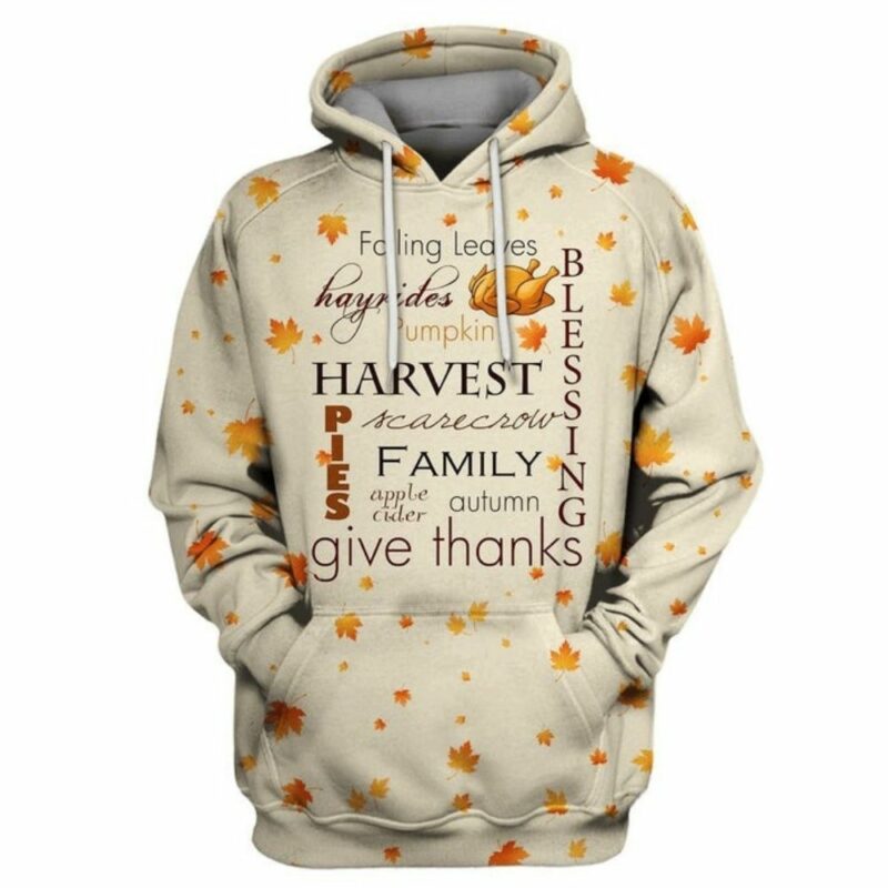 Falling leaves happy thanksgiving 3d hoodie 1