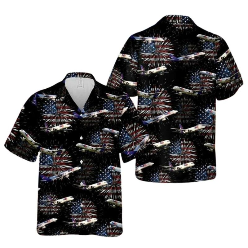 Fedex boeing 757 4th of july hawaiian shirt 1