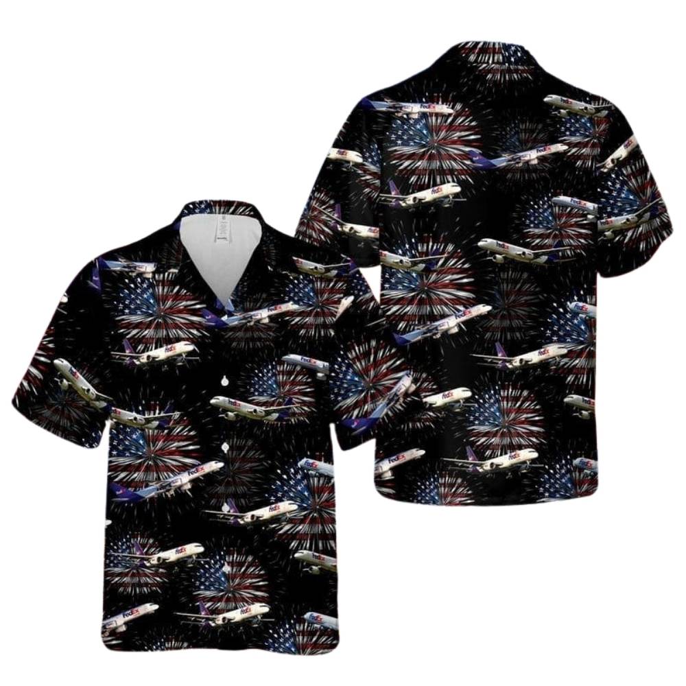Fedex boeing 757 4th of july hawaiian shirt 1