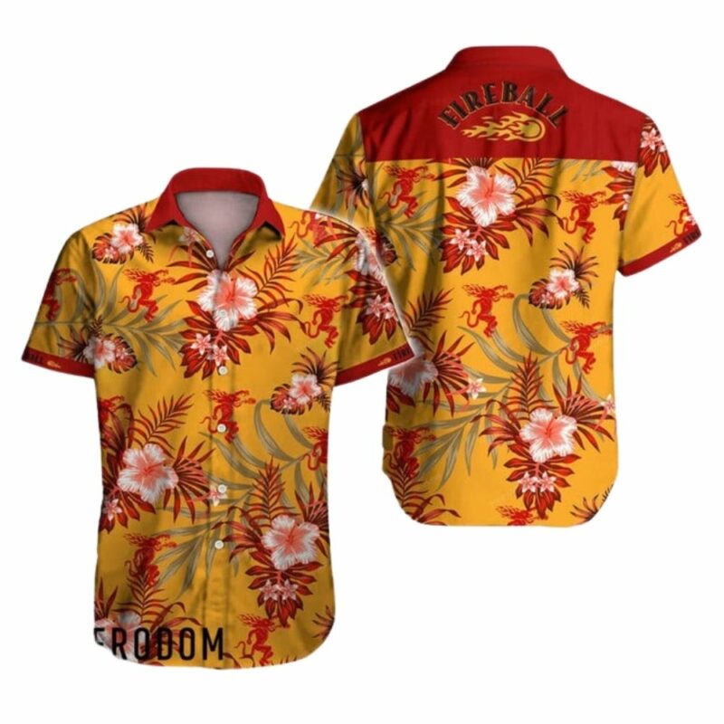 Fireball flower floral tropical hawaiian shirt 1