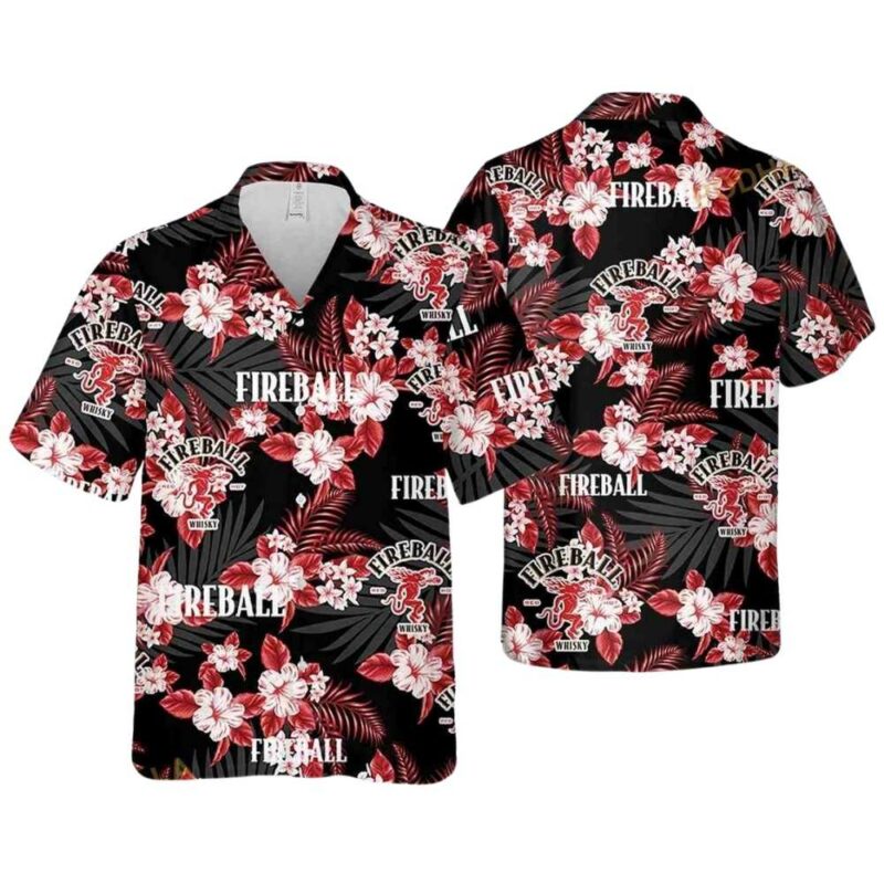 Fireball flowers pattern hawaiian shirt 1