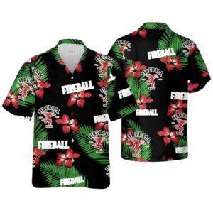 Fireball Hibiscus Flower PatternTropical Beach Hawaiian Shirt