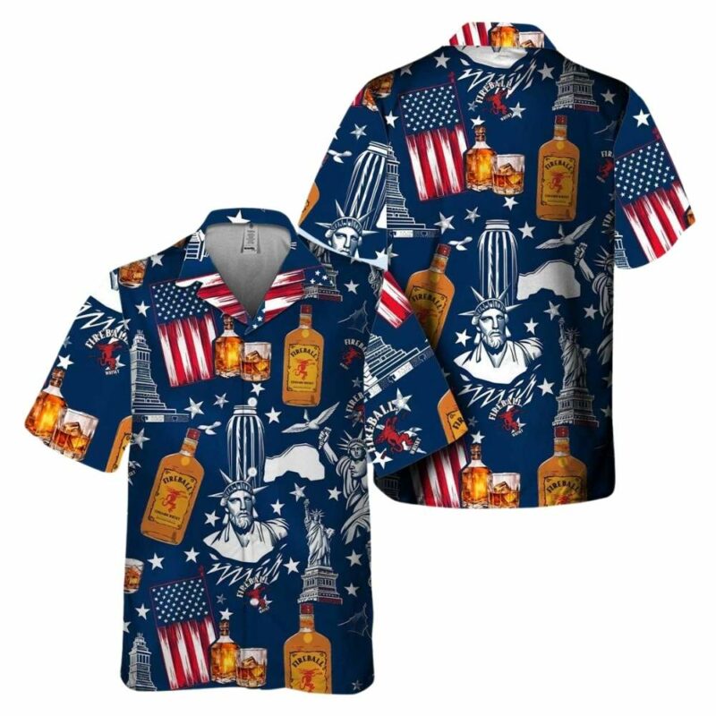 Fireball liberties independence pattern hawaiian shirt 1
