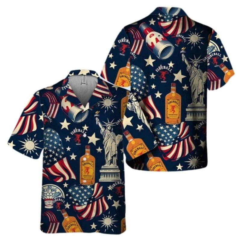 Fireball liberties vintage flag hawaiian shirt 1