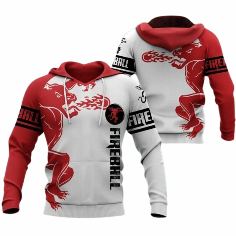 Fireball logo in my heart white and red 3d hoodie 1