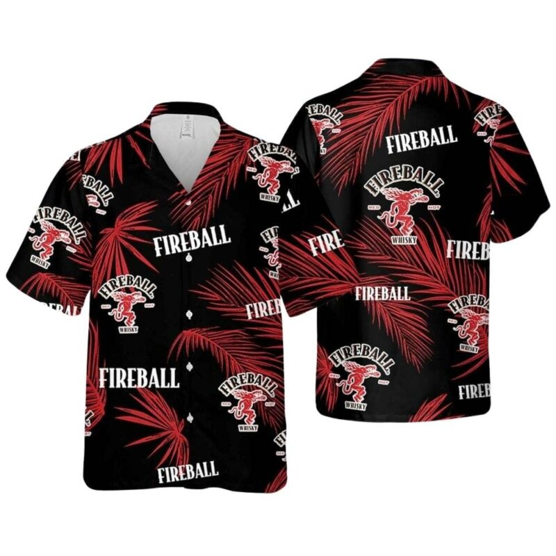 Fireball palm leaves pattern hawaiian shirt 1