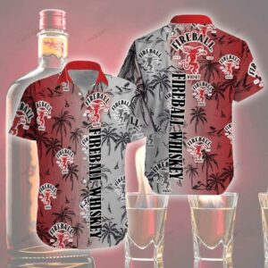 Fireball Whiskey Coconut Beach Tropical Hawaiian Shirt