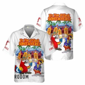 Fireball Whiskey Funny Parrot Hawaiian Shirt