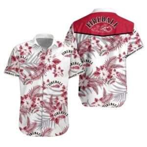 Fireball Whisky Floral Flower Pattern Hawaiian Shirt