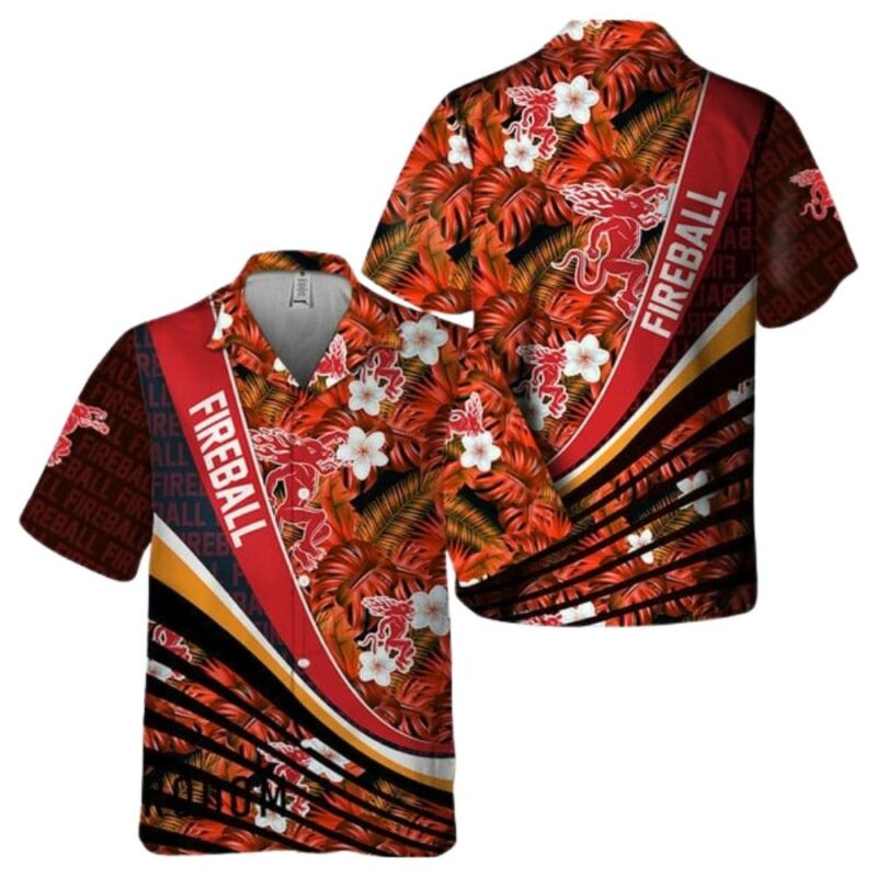 Fireball whisky floral flower tropical hawaiian shirt 1