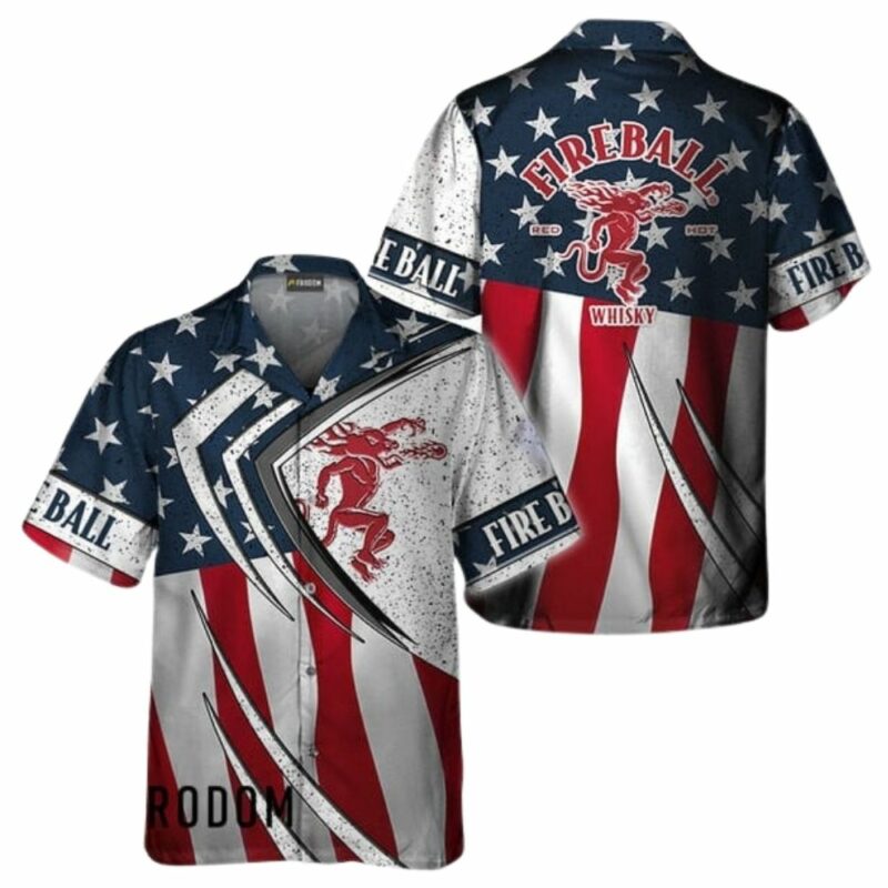Fireball whisky fourth of july esports hawaiian shirt 1