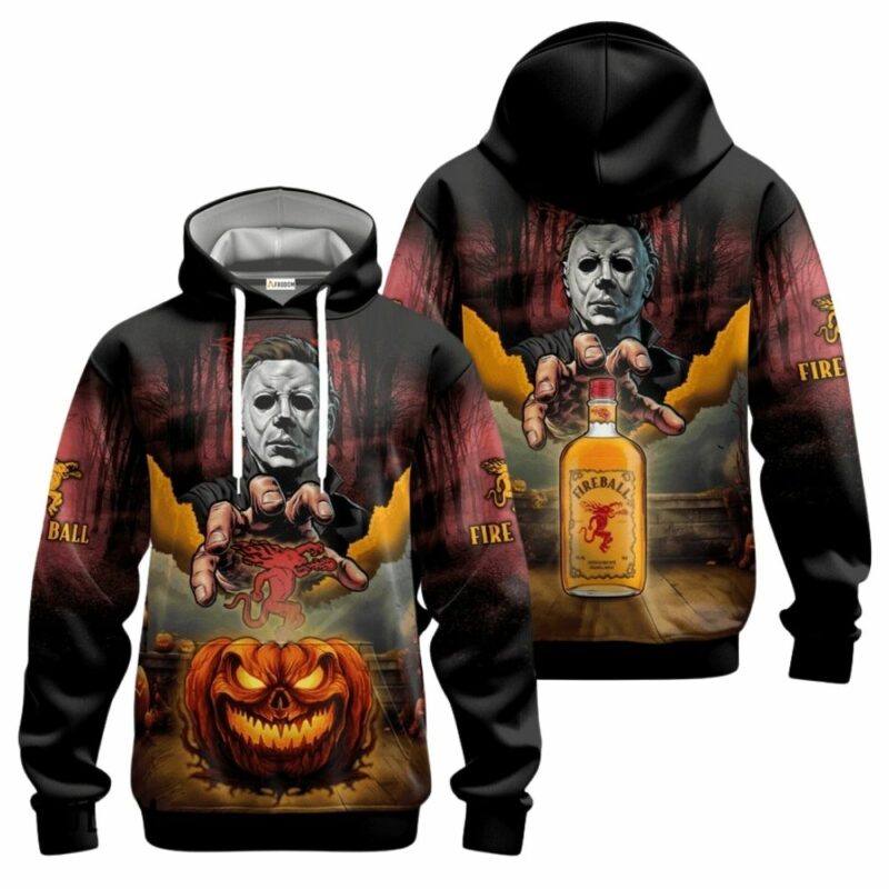 Fireball whisky halloween michael myers 3d hoodie 1
