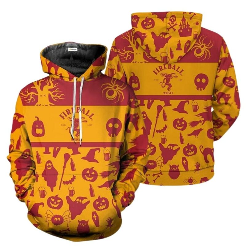 Fireball whisky halloween patterns 3d hoodie 1