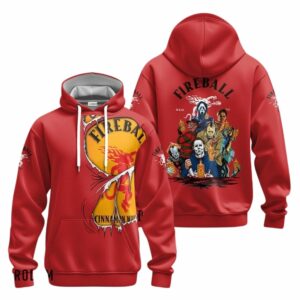Fireball Whisky Horror Halloween Characters All Over Print Hoodie