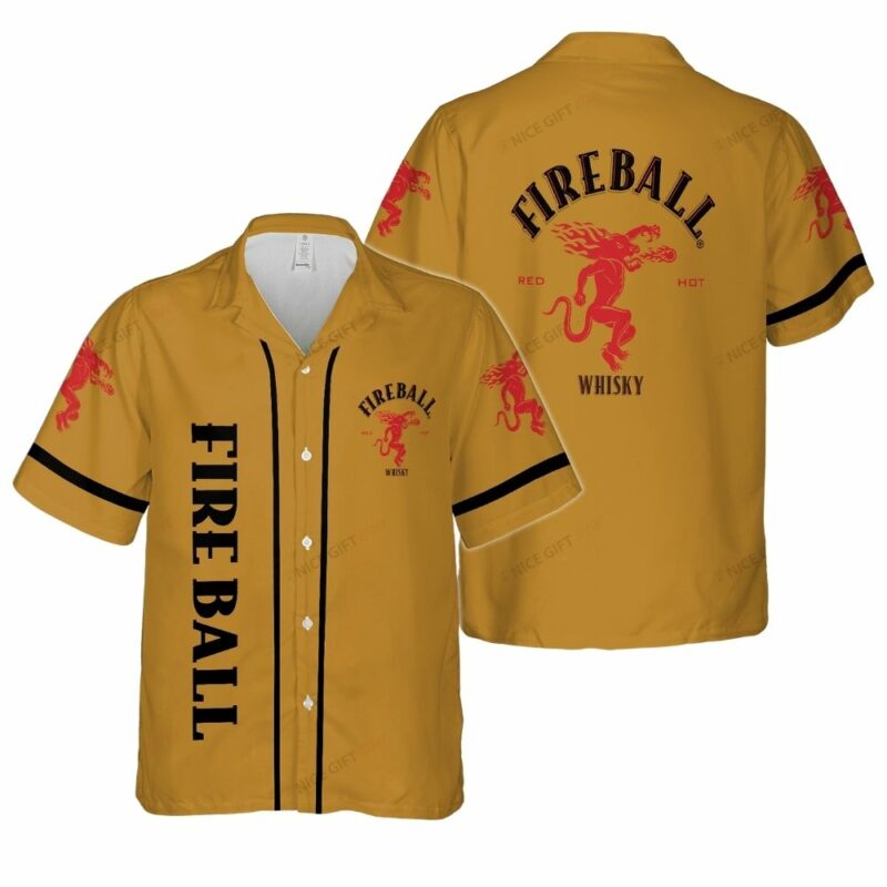 Fireball whisky logo in my heart hawaiian shirt 1