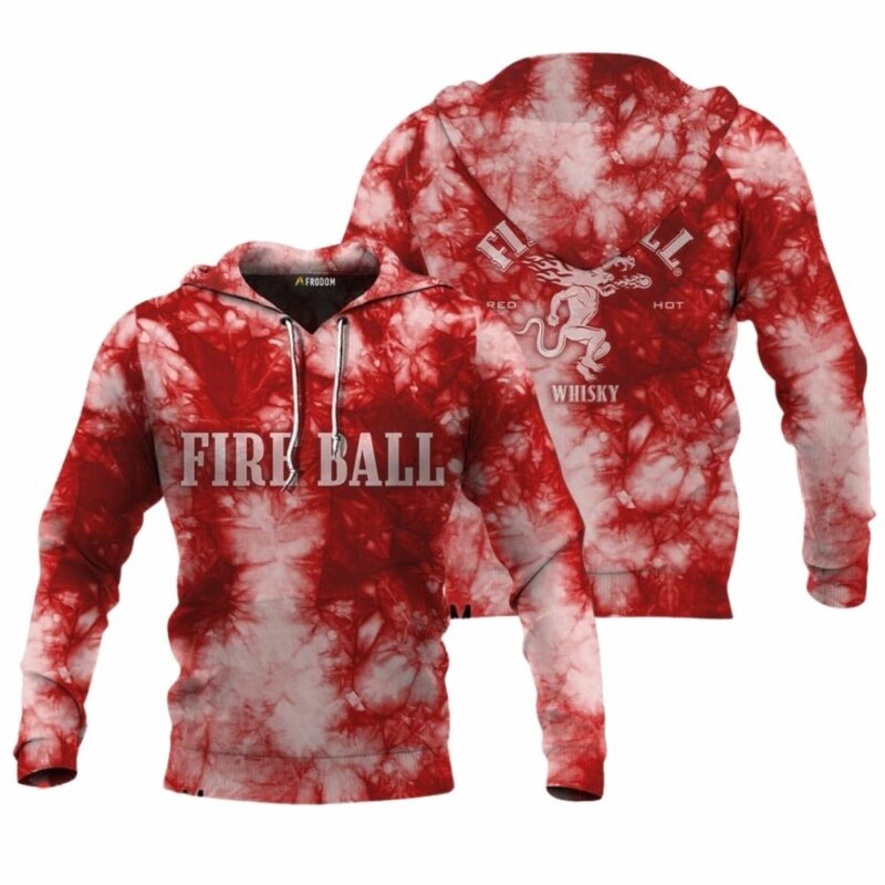 Fireball whisky red tie dye 3d hoodie 1