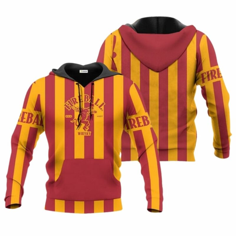 Fireball whisky red vintage striped 3d hoodie 1