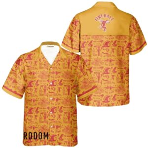 Fireball Whisky Yellow Halloween Patterns Hawaiian Shirt