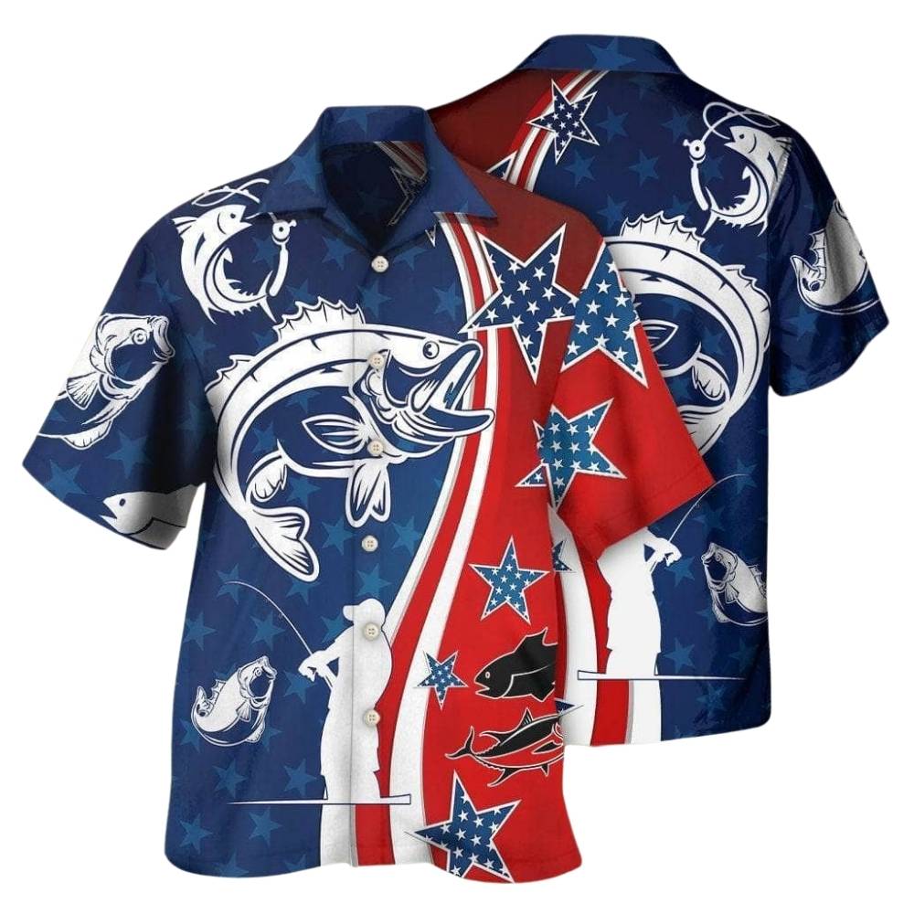 Fishing independence day star america hawaiian shirt 1