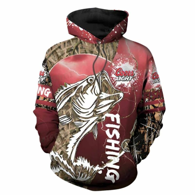 Fishing paint splash beer coors light 3d hoodie 1