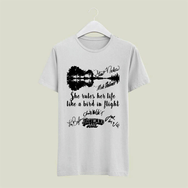 Fleetwood Mac Guitar She Rules Her Life Like A Birth In Flight Signatures 4 T Shirt