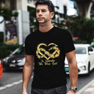 Floral Infinity Heart In September We Wear Gold Childhood Cancer Awareness 0 T Shirt