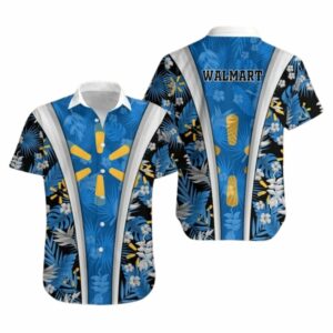 Floral Flower Leave Patterns With Logo Walmart Hawaiian Shirt
