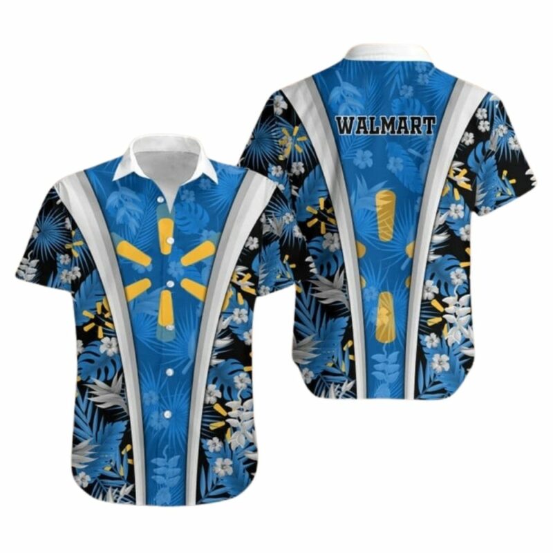 Floral flower leave patterns with logo walmart hawaiian shirt 1