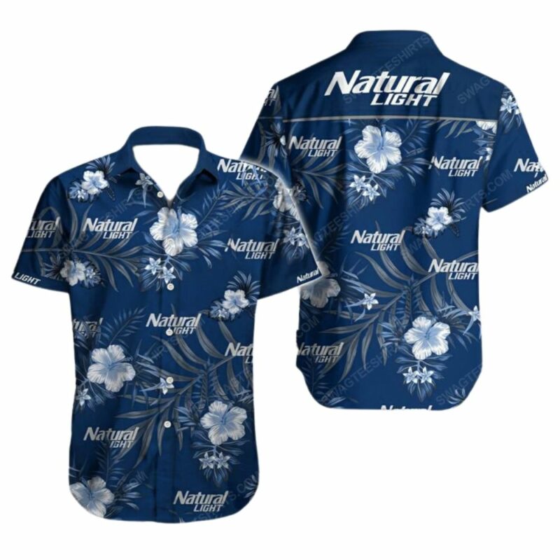 Floral natural light beer summer vacation hawaiian shirt 1