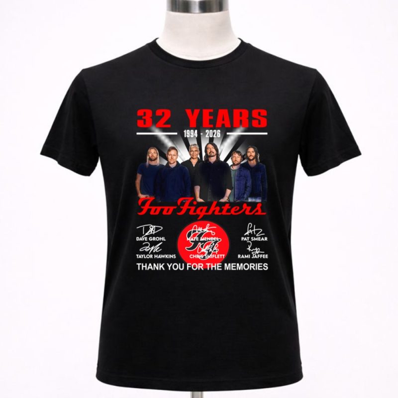 Foo Fighters 32 years 1994 2026 signatures thank you for the memories 1 T Shirt 4