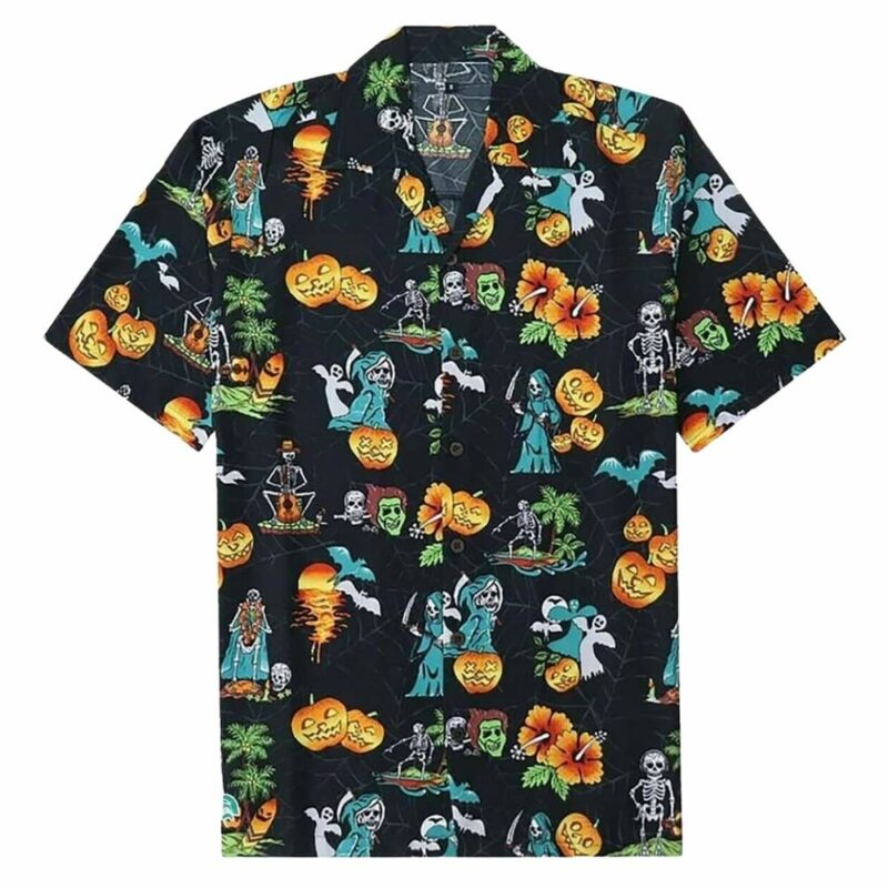 Foolish mortals ghost pumpkin hawaiian shirt 1