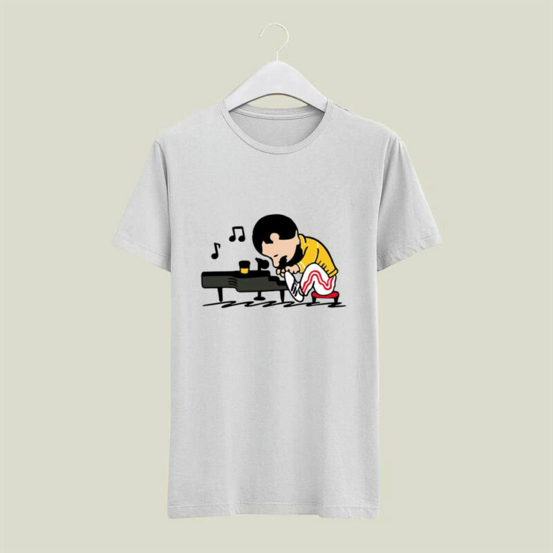 Freddie Mercury Play Piano Peanuts 4 T Shirt