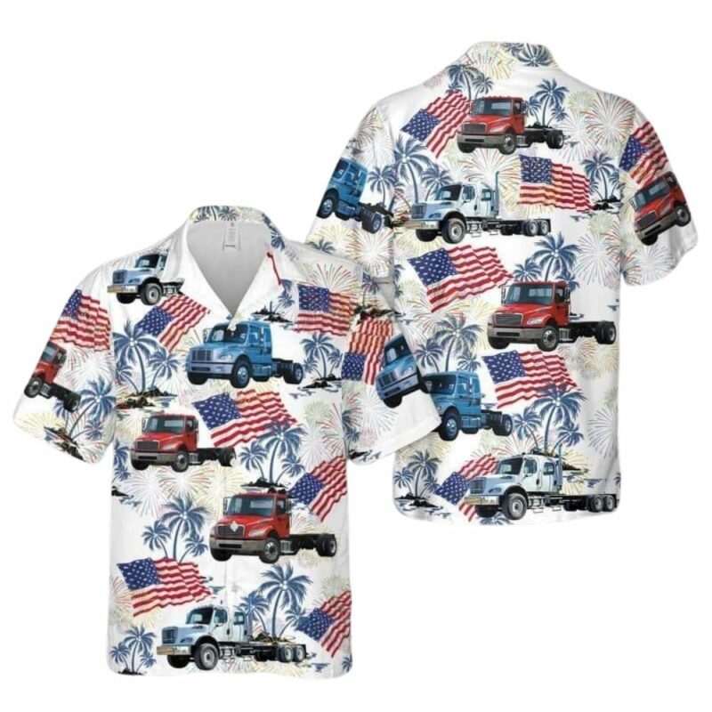 Freightliner business class m2 4th of july hawaiian shirt 1