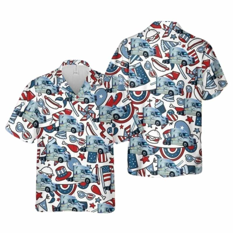 Freightliner cascadia 2nd generation cascadia 4th of july hawaiian shirt 1