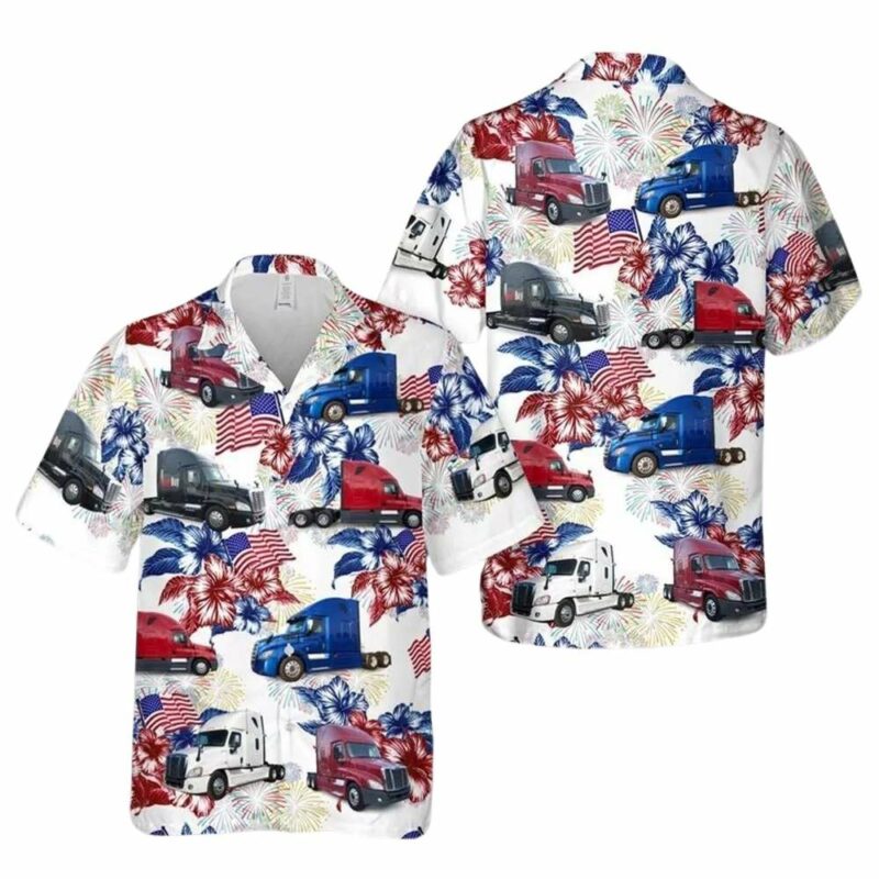Freightliner cascadia 4th of july hawaiian shirt 1