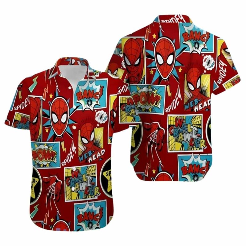 Funny spiderman face comic hawaiian shirt 1