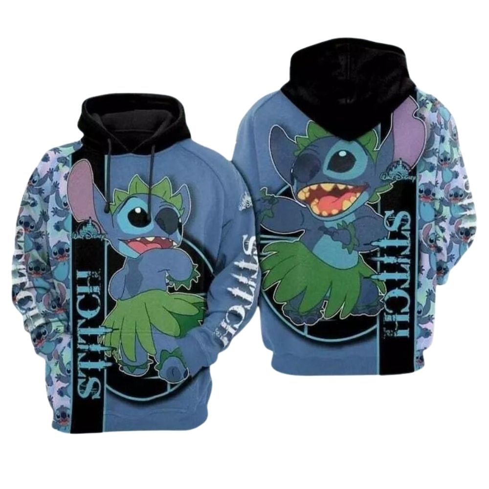 Funny stitch hula dance 3d hoodie 1