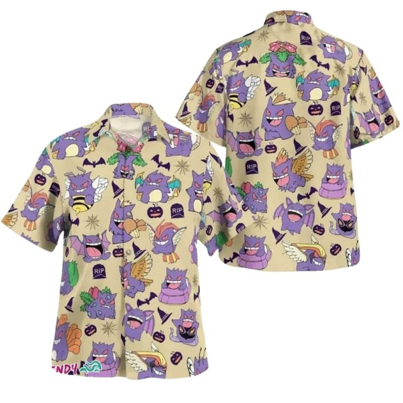 Gengar ghost japanese anime hawaiian shirt 1
