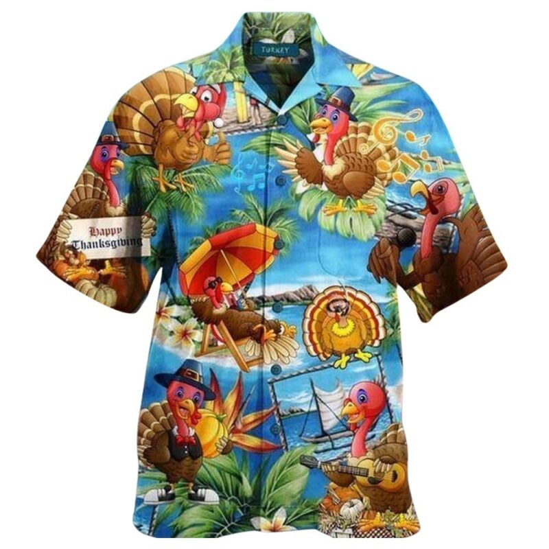 Get now thanksgiving funny happy turkey relaxing hawaiian shirt 1