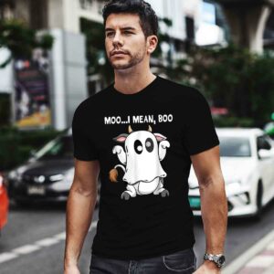 Ghost Cow Moo I Mean Boo Pumpkin Moon Halloween Shirt