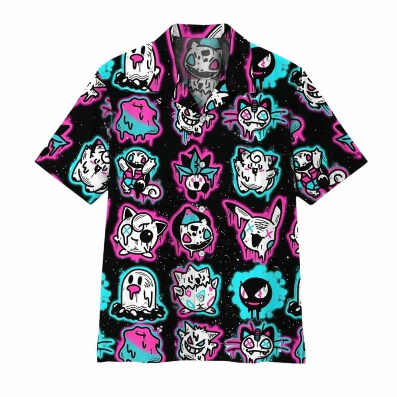Ghost pokemons glowing light hawaiian shirt 1