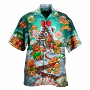 Gingerbread And Cane Christmas Hawaiian Shirt
