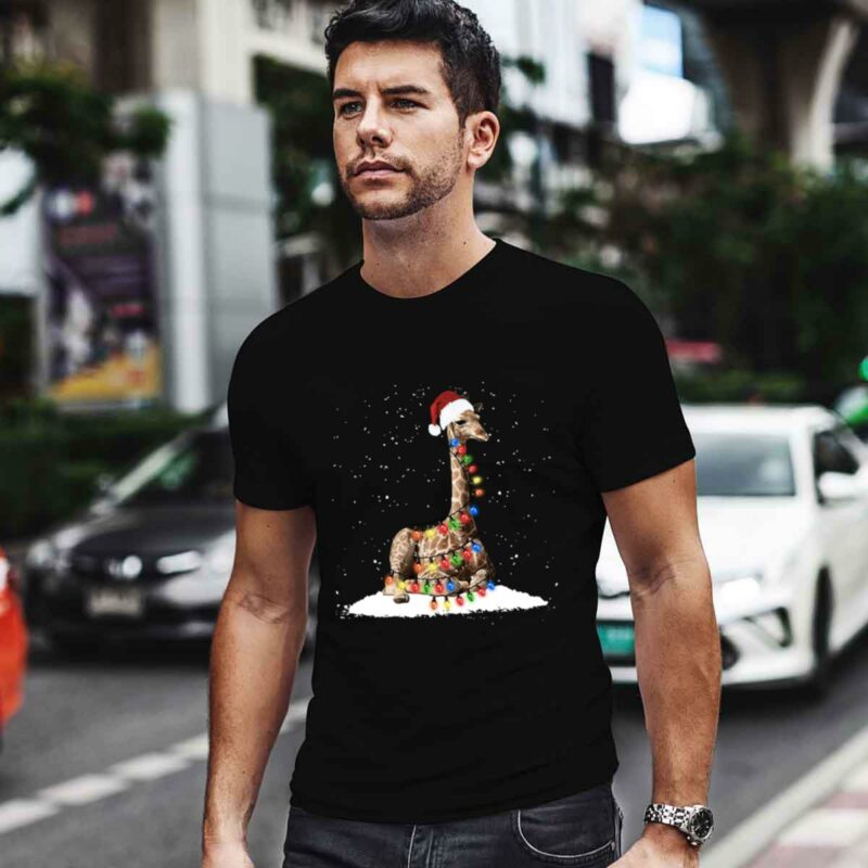 Giraffe With Santa Hat And Fairy Lights For Christmas 0 T Shirt