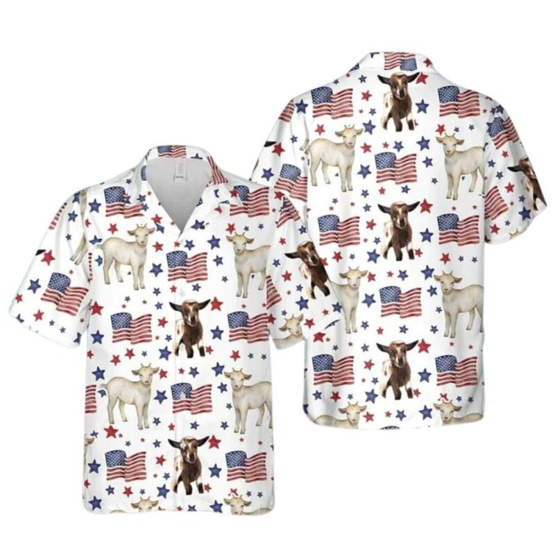 Goat american flag pattern hawaiian shirt 1