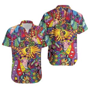 Goats Embrace Hippie Soul During Halloweens Festive Hawaiian Shirt