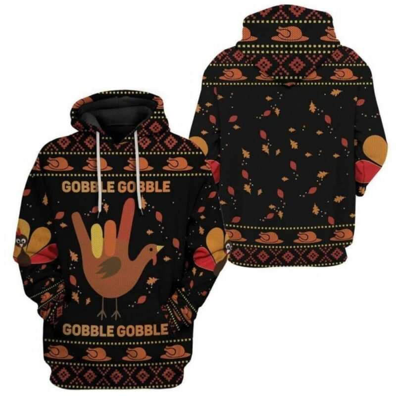 Gobble gobble gobble thanksgiving day 3d hoodie 1